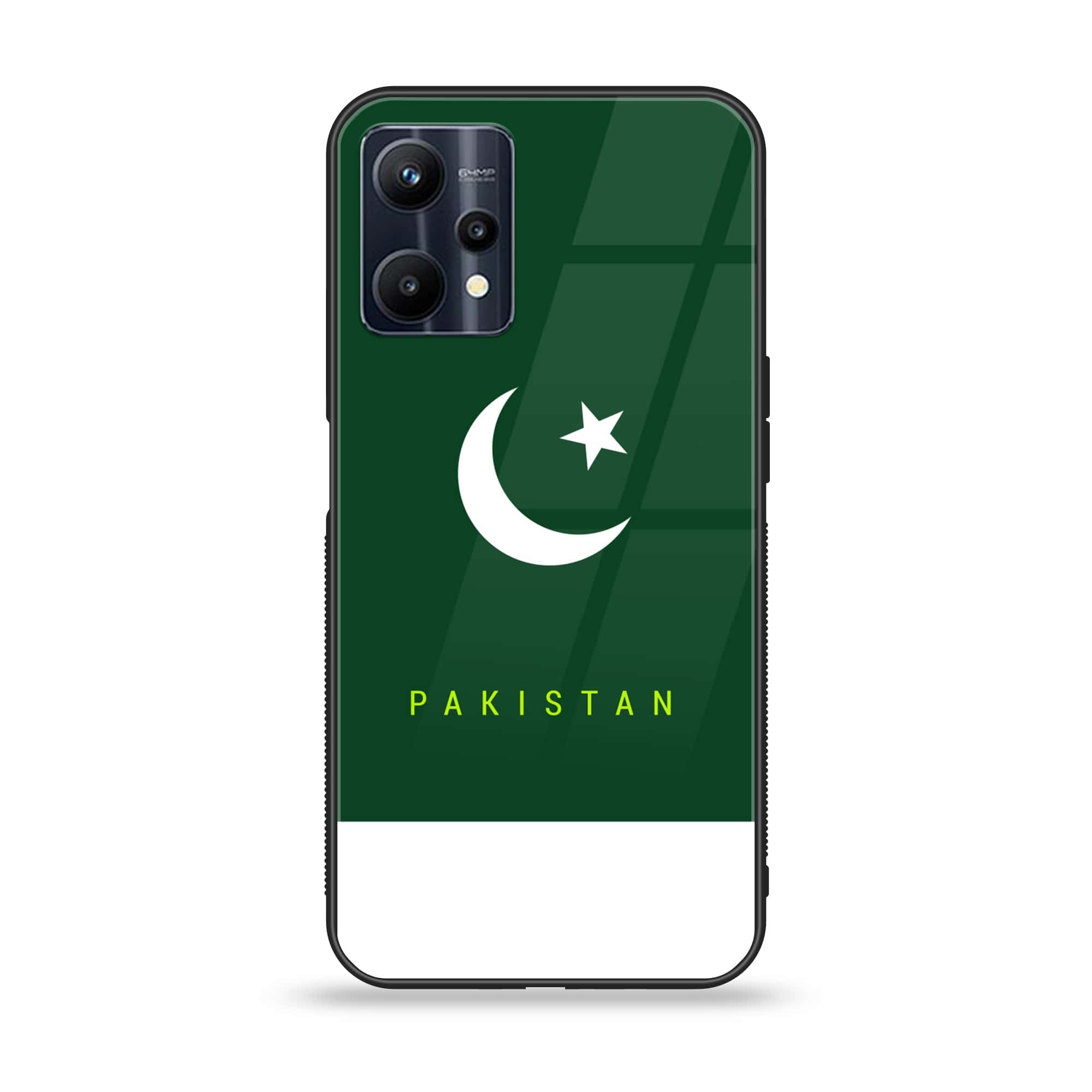 Realme V25 Pakistani Flag Series Premium Printed Glass soft Bumper shock Proof Case