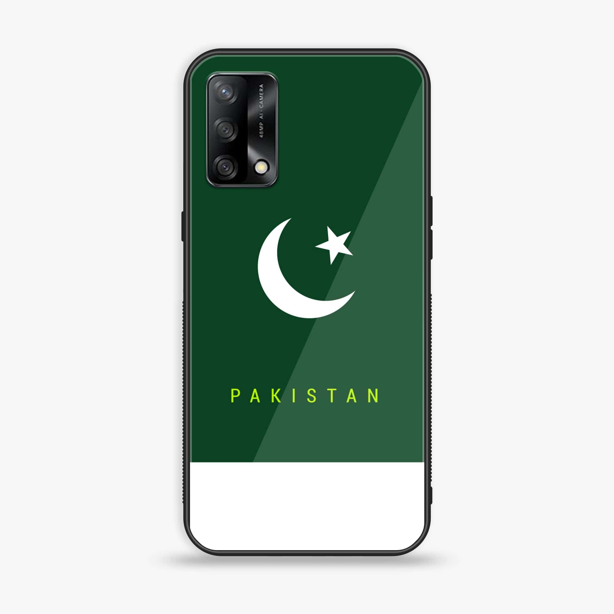 Oppo F19 - Pakistani Flag Series - Premium Printed Glass soft Bumper shock Proof Case