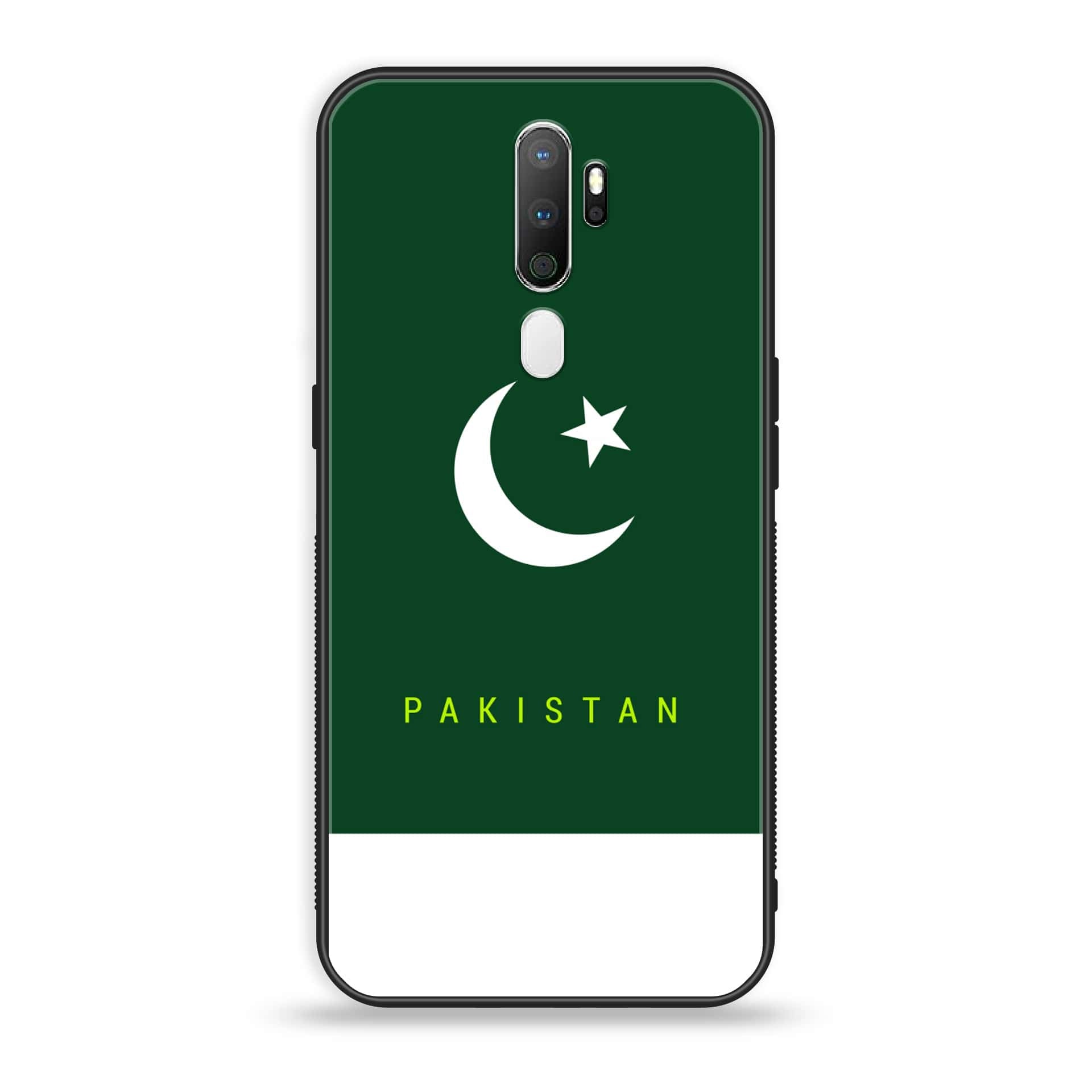 Oppo A5 2020 Pakistani Flag Series Premium Printed Glass soft Bumper shock Proof Case