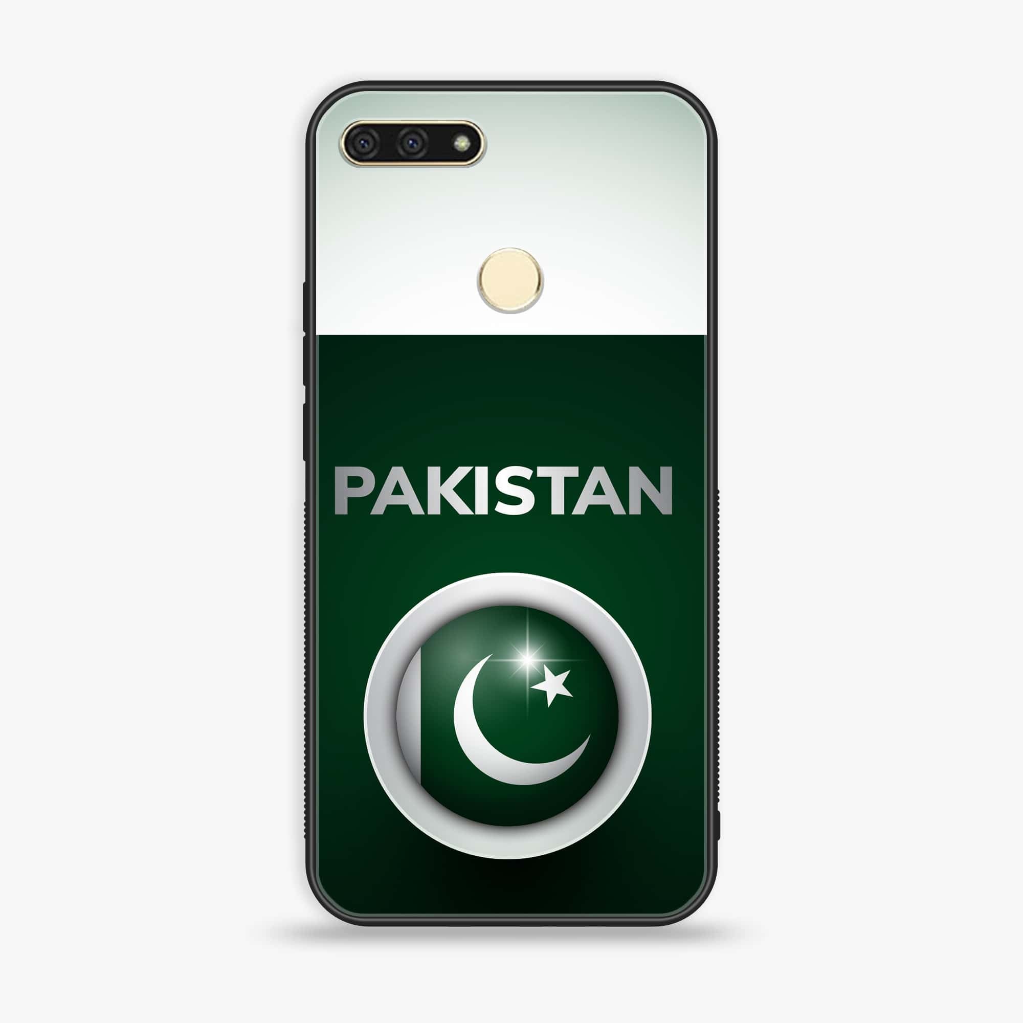 Honor 7A - Pakistani Flag Series - Premium Printed Glass soft Bumper shock Proof Case