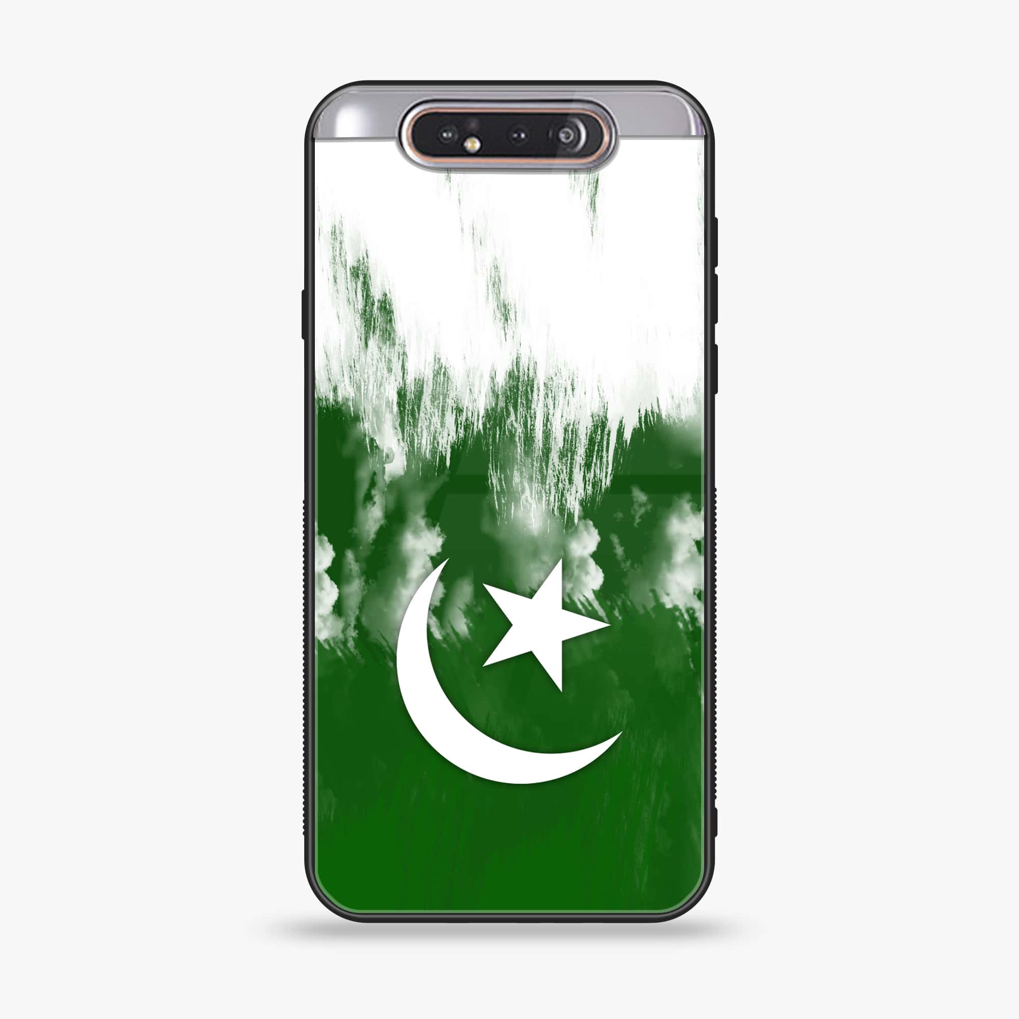 Samsung Galaxy A80 - Pakistani Flag Series - Premium Printed Glass soft Bumper shock Proof Case