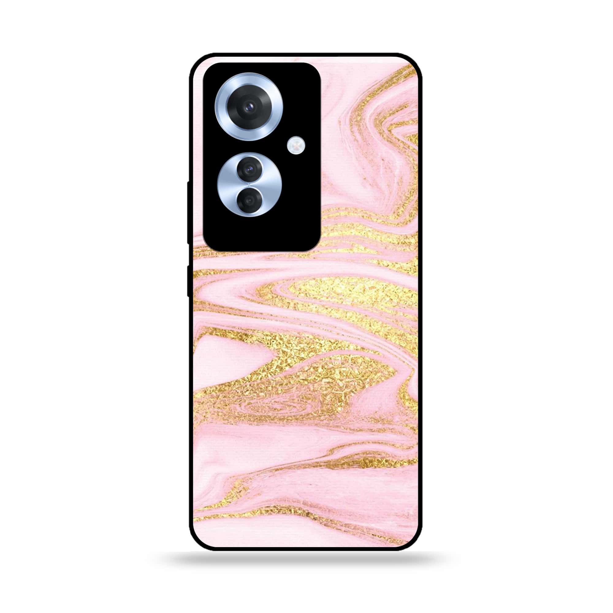 Oppo F25 Pro - Pink Marble Series - Premium Printed Glass soft Bumper shock Proof Case