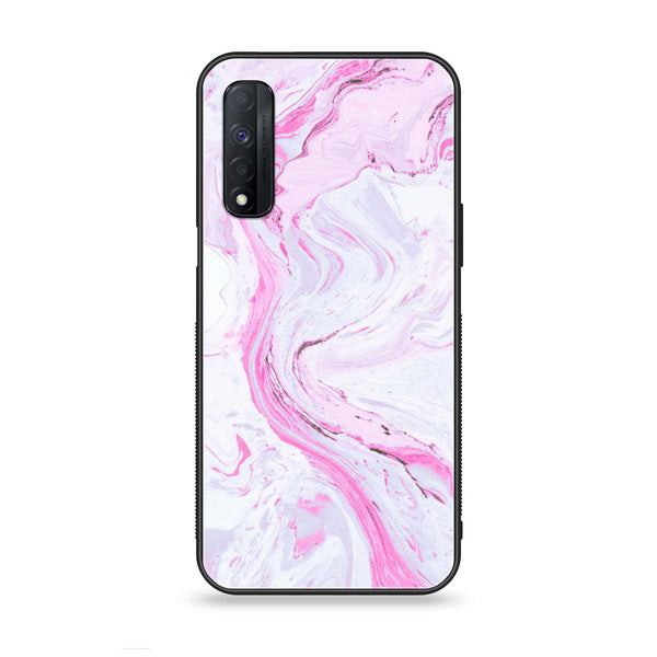 Realme Narzo 30 - Pink Marble Series - Premium Printed Glass soft Bumper shock Proof Case