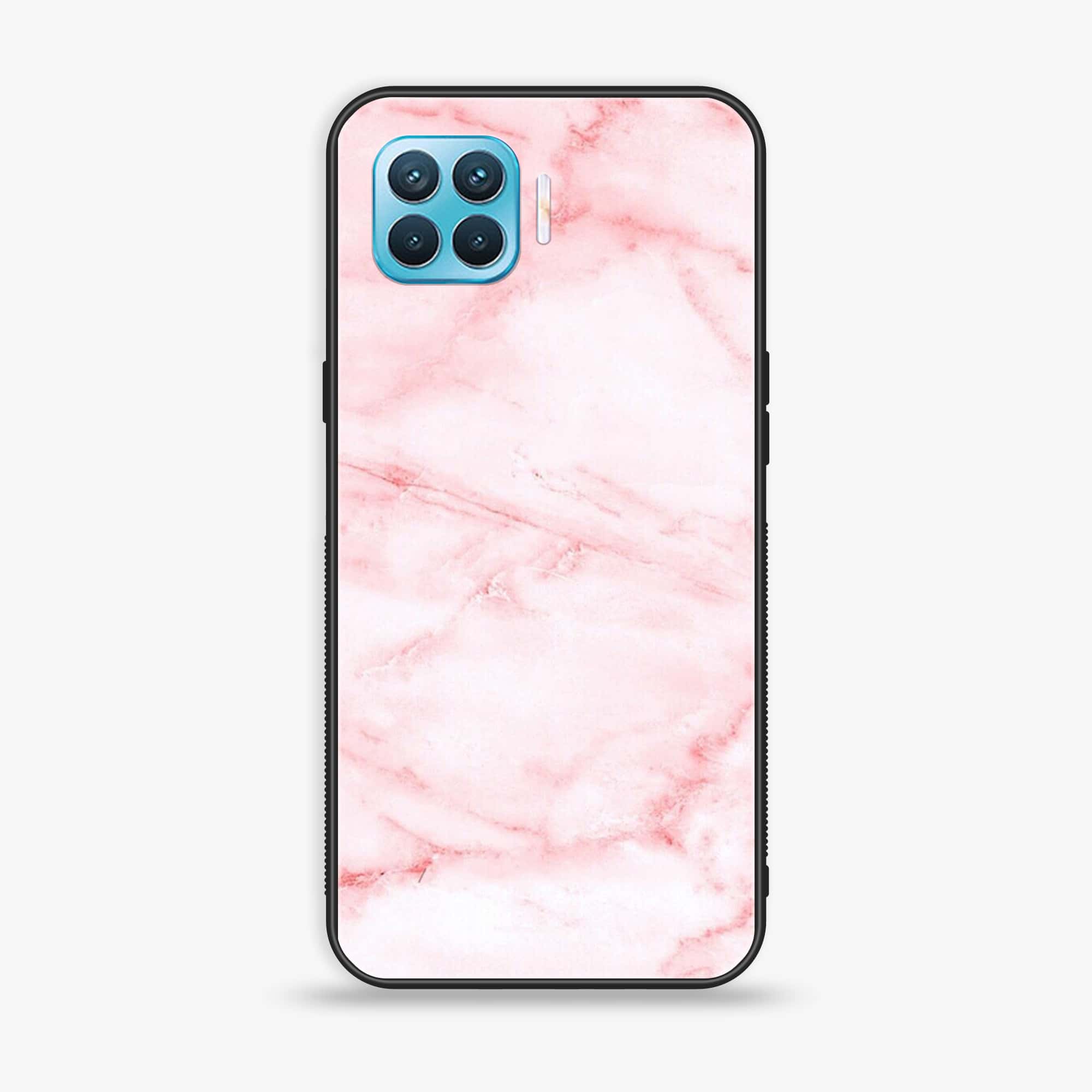 Oppo F17 - Pink Marble Series - Premium Printed Glass soft Bumper shock Proof Case