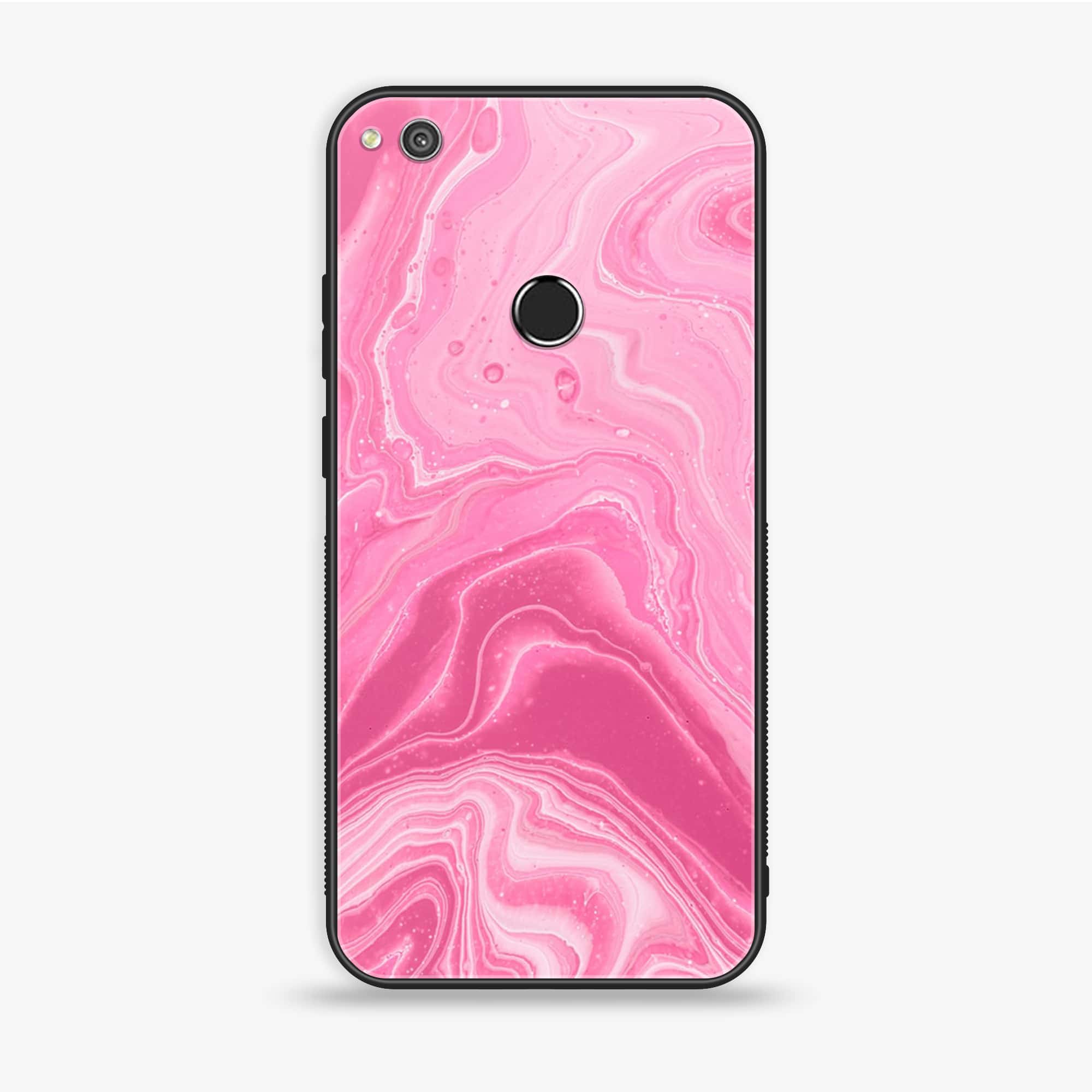 Honor 8 Lite - Pink Marble Series - Premium Printed Glass soft Bumper shock Proof Case