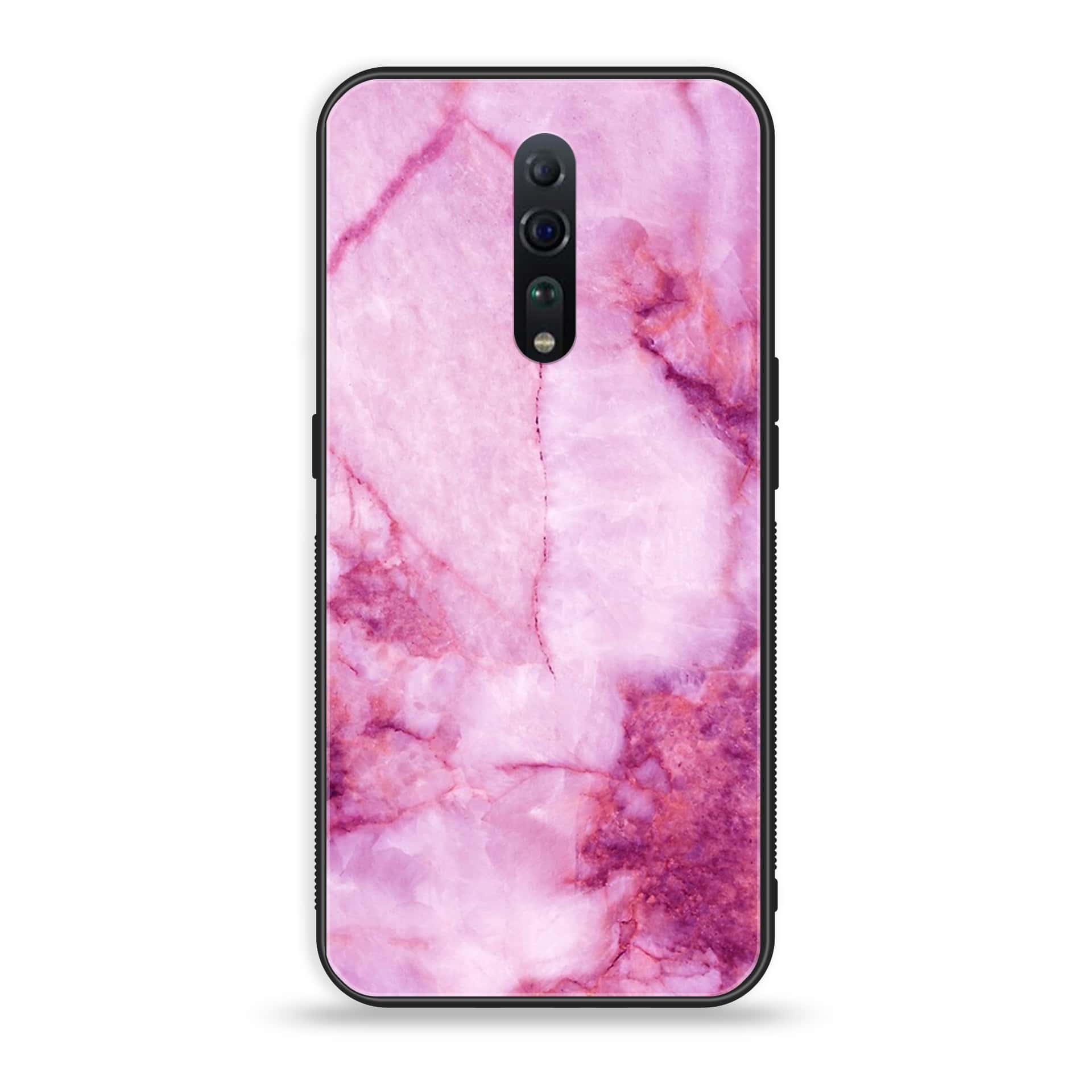 Oppo Reno Z - Pink Marble Series - Premium Printed Glass soft Bumper shock Proof Case