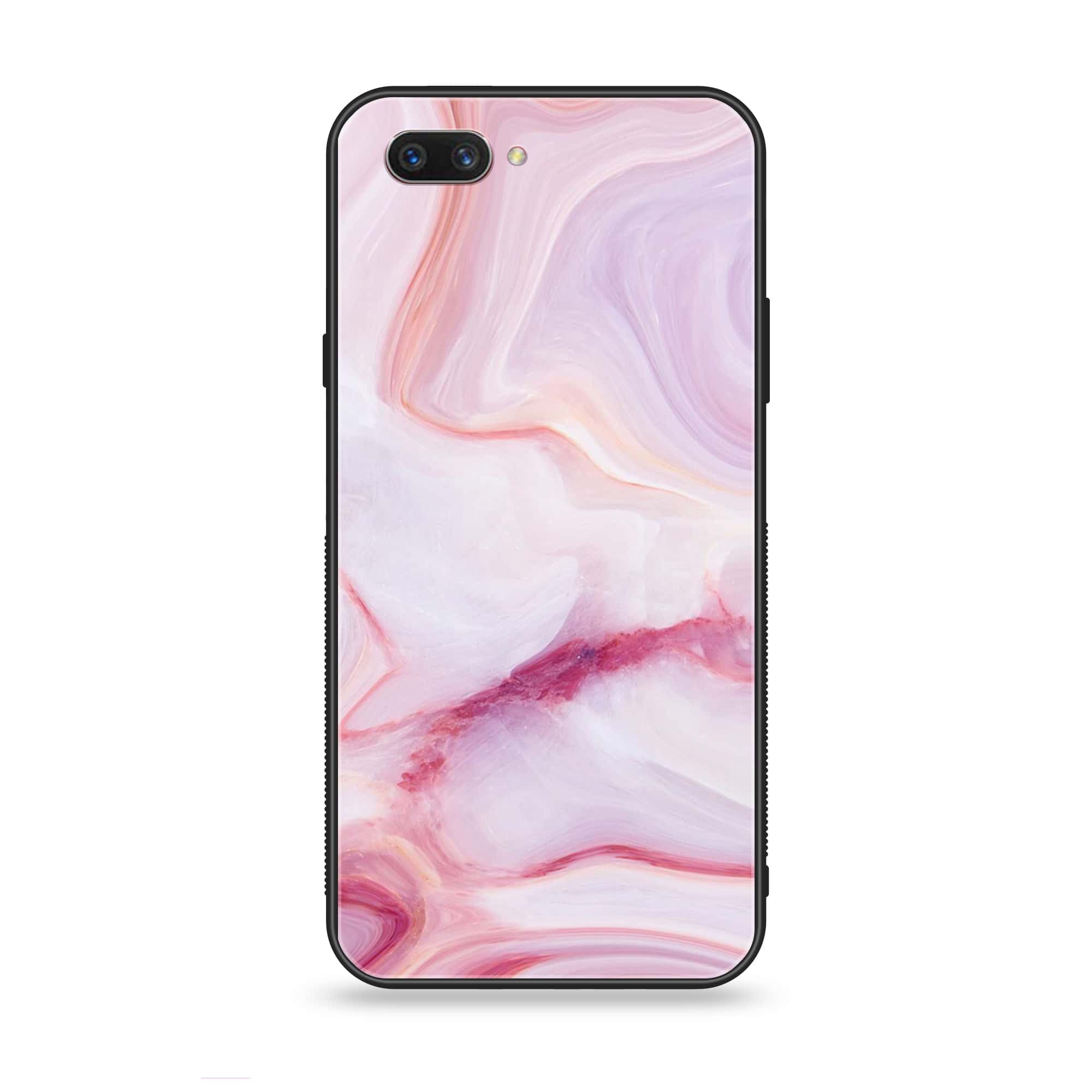 Oppo A3s - Pink Marble Series - Premium Printed Glass soft Bumper shock Proof Case