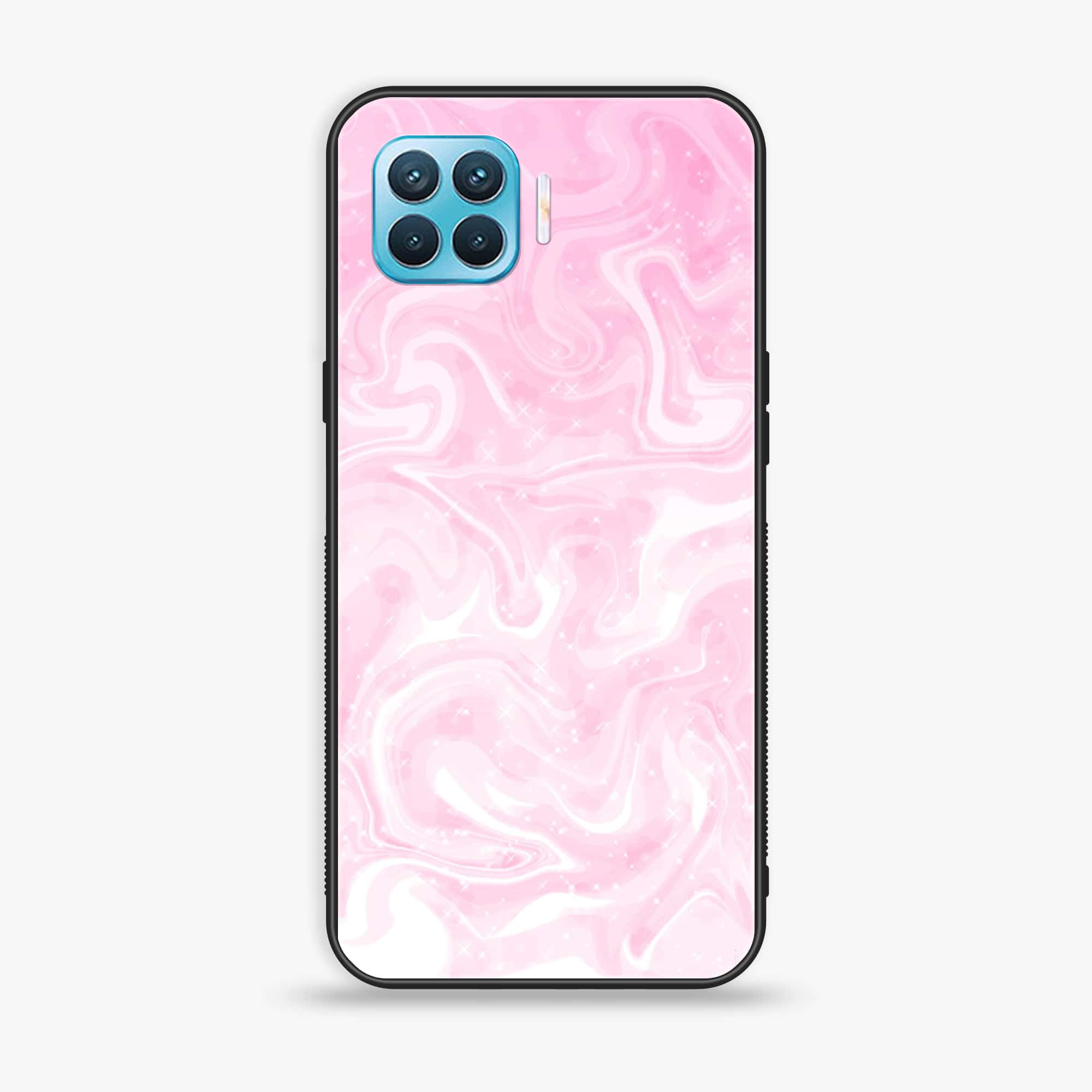 Oppo F17 - Pink Marble Series - Premium Printed Glass soft Bumper shock Proof Case