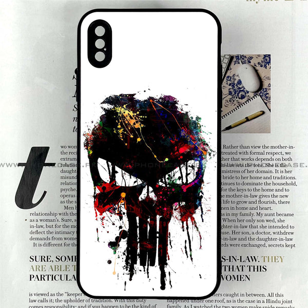 iPhone XS Max - Punisher Skull Design - Premium Printed Glass soft Bumper shock Proof Case