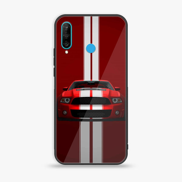 Huawei P30 lite- Red Mustang - Premium Printed Glass soft Bumper Shock Proof Case