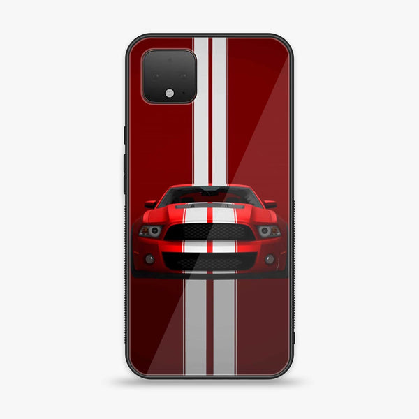 Google Pixel 4 - Red Mustang - Premium Printed Glass soft Bumper Shock Proof Case