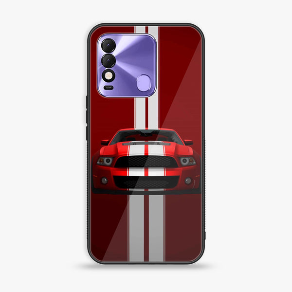 Tecno Spark 8 - Red Mustang - Premium Printed Glass soft Bumper Shock Proof Case