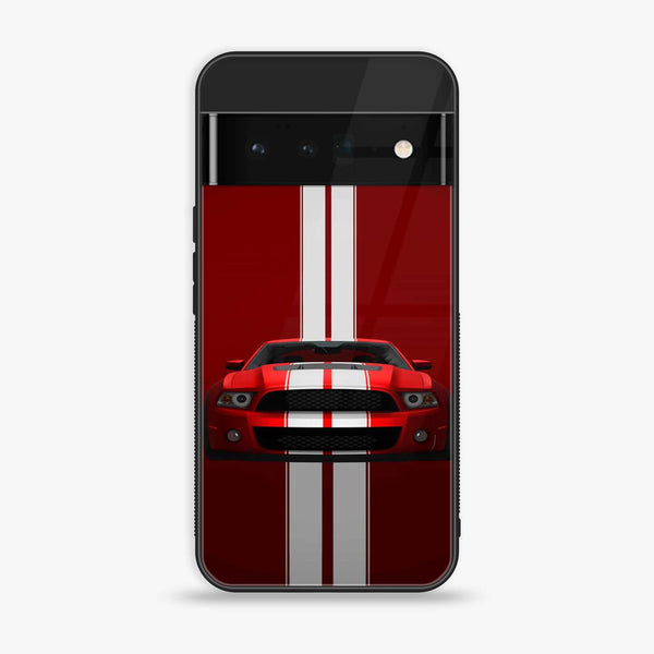 Google Pixel 6 - Red Mustang - Premium Printed Glass soft Bumper Shock Proof Case
