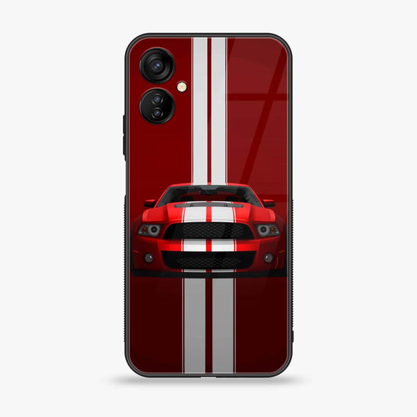 Tecno Spark 9T - Red Mustang - Premium Printed Glass soft Bumper shock Proof Case