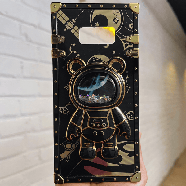 Galaxy S8 Plus Luxury Space Bear Case With Hidden Folding Stand Case