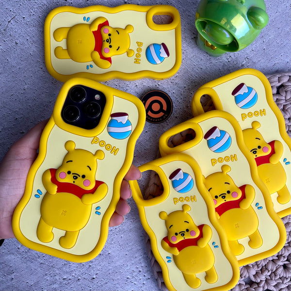 iPhone All Models Pooh Silicone ShockProof Rubber 3D Case