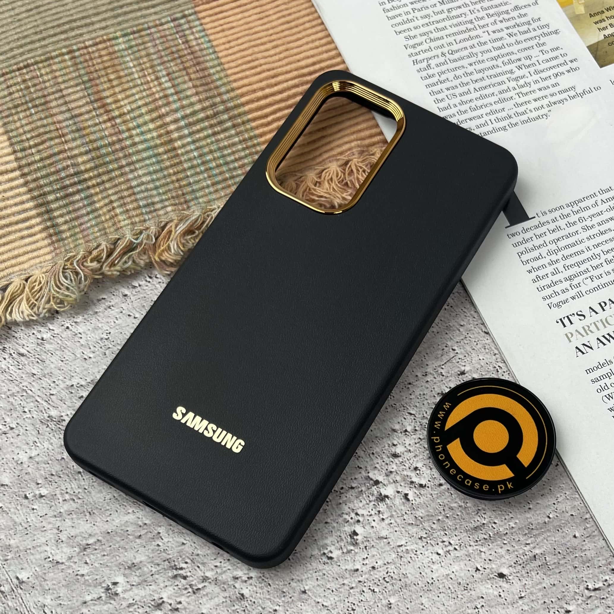 Galaxy A72 Premium Dual layer Leather Feel Electroplated Case