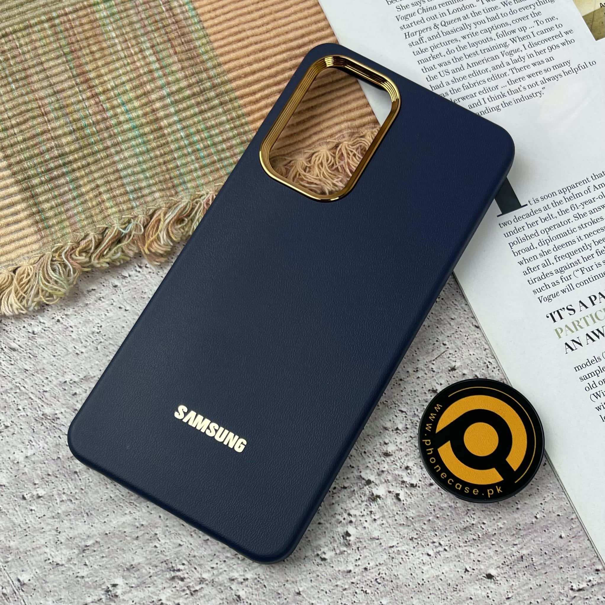Galaxy A73 Premium Dual layer Leather Feel Electroplated Case