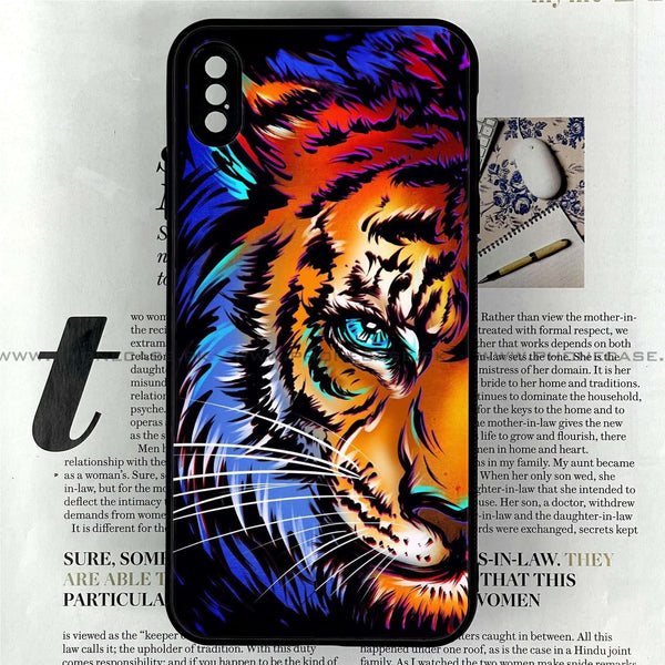 iPhone XS Max - Tiger Art - Premium Printed Glass soft Bumper shock Proof Case