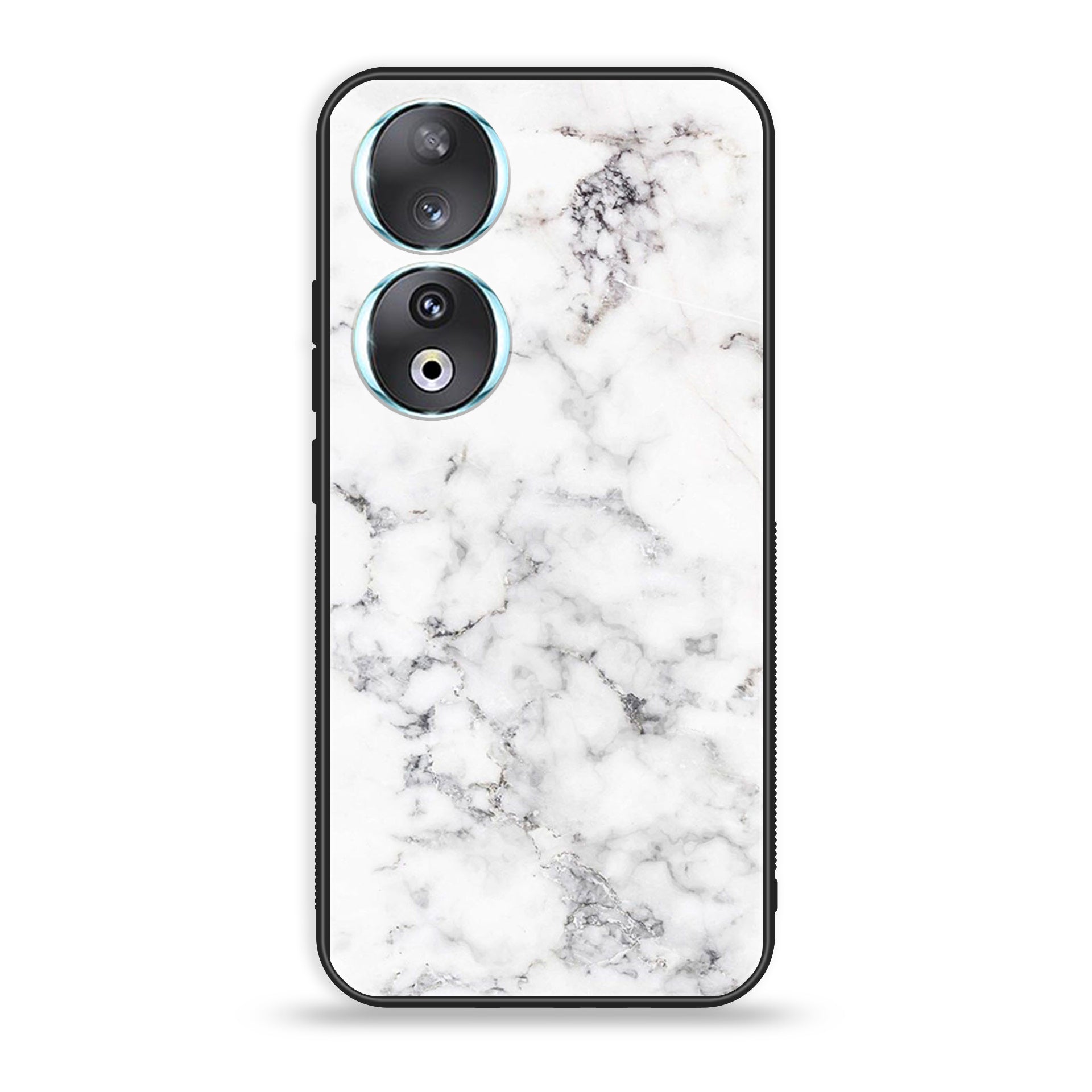 Huawei Honor 90 - White Marble series - Premium Printed Glass soft Bumper shock Proof Case