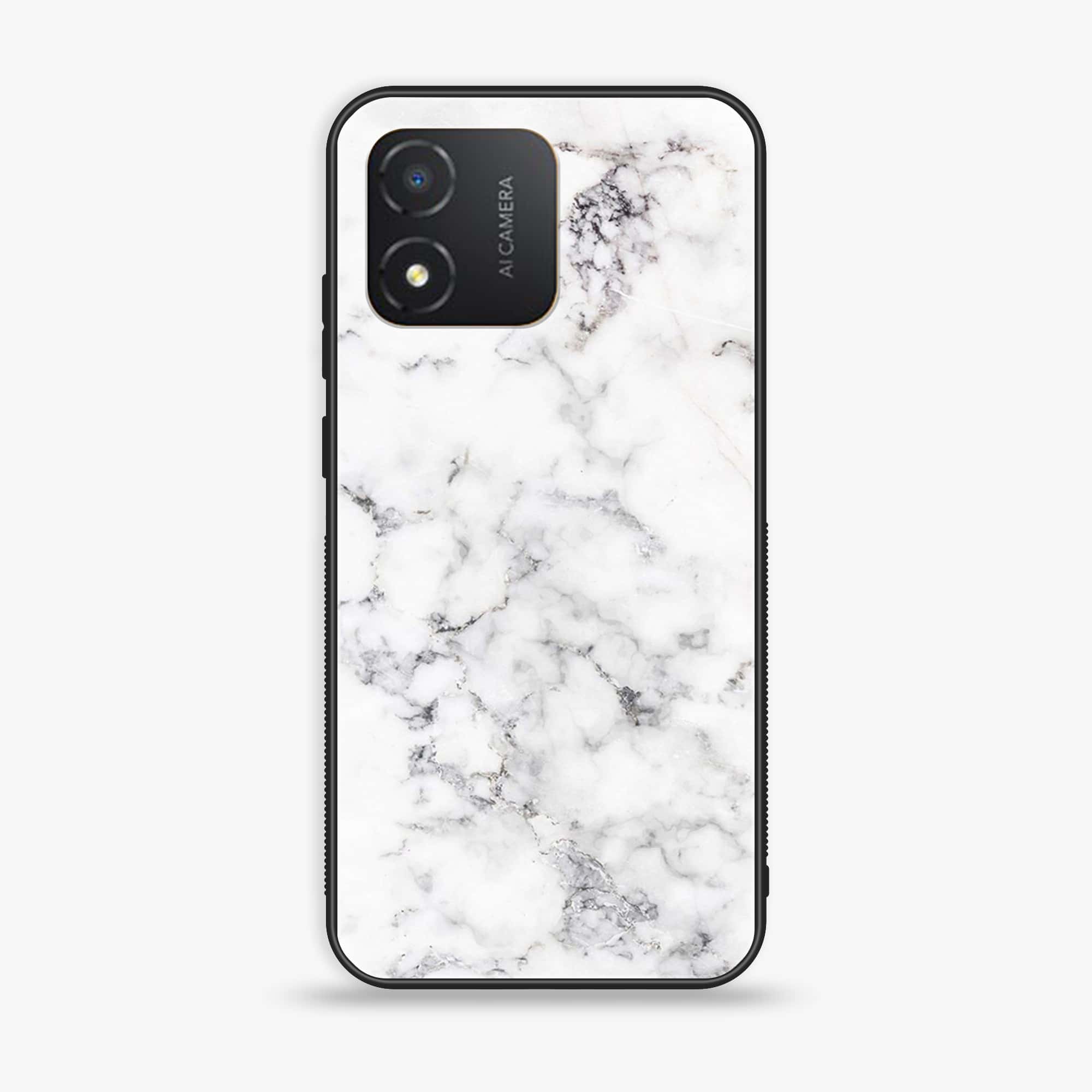 Honor X5 - White Marble Series - Premium Printed Glass soft Bumper shock Proof Case