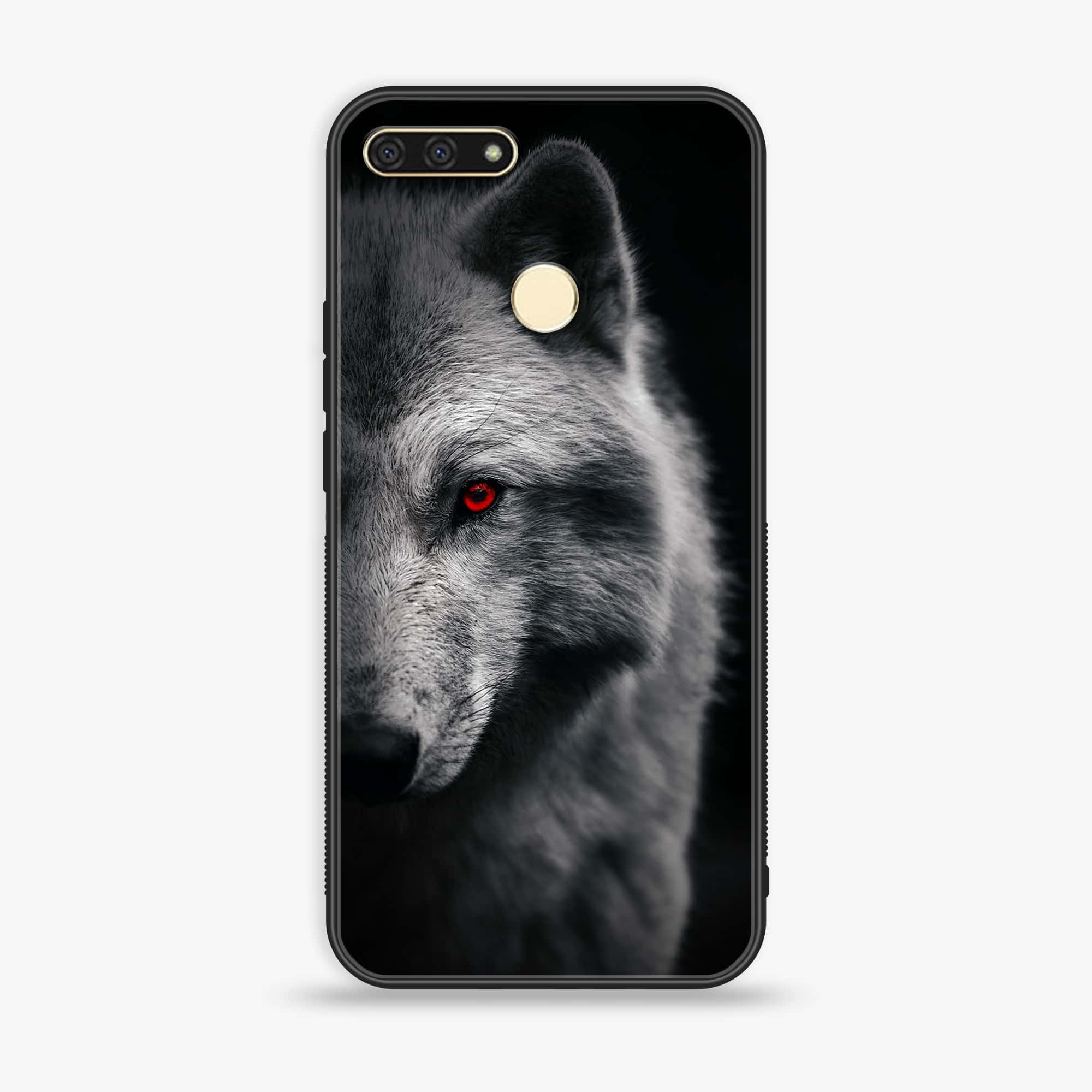 Honor 7A -  Wolf Series - Premium Printed Glass soft Bumper shock Proof Case