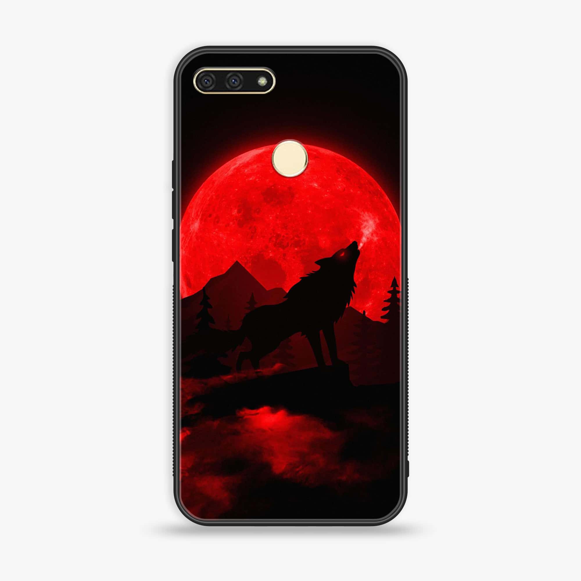 Honor 7A -  Wolf Series - Premium Printed Glass soft Bumper shock Proof Case