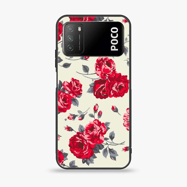 Xiaomi Poco M3 - Floral Series Design 8 - Premium Printed Glass soft Bumper Shock Proof Case