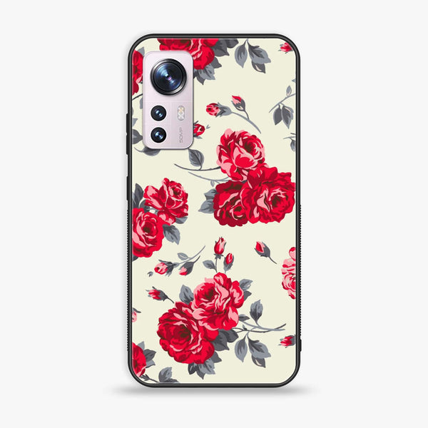 Xiaomi 12 - Floral Series Design 8 - Premium Printed Glass soft Bumper Shock Proof Case