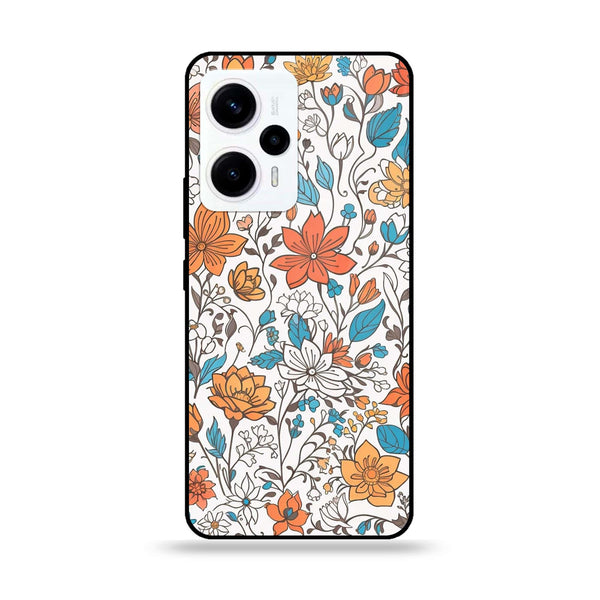 Xiaomi Poco F5 - Floral Series Design 9 - Premium Printed Glass soft Bumper Shock Proof Case