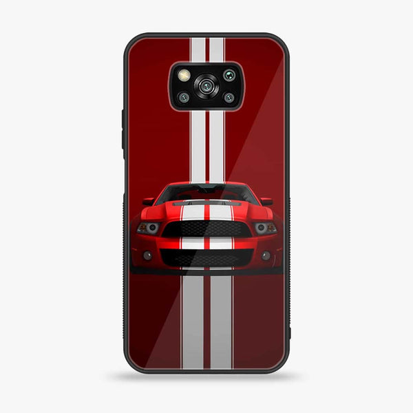 Xiaomi Poco X3 - Red Mustang - Premium Printed Glass soft Bumper Shock Proof Case