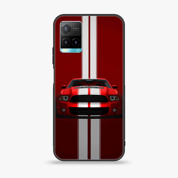 Vivo Y21t - Red Mustang - Premium Printed Glass soft Bumper Shock Proof Case