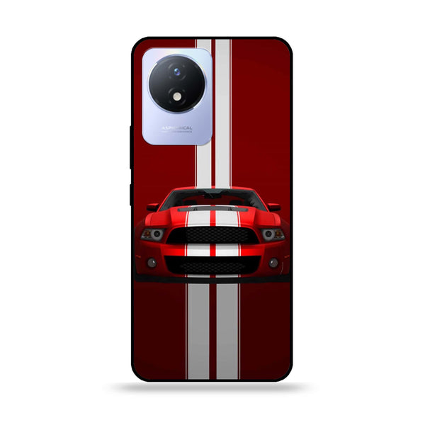 Vivo Y02 - Red Mustang - Premium Printed Glass soft Bumper Shock Proof Case