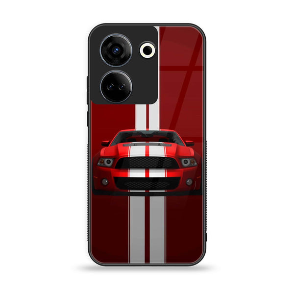 Tecno Camon 20 Pro - Red Mustang - Premium Printed Glass soft Bumper shock Proof Case