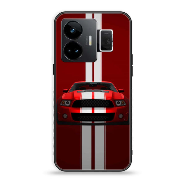Realme GT3 - Red Mustang - Premium Printed Glass soft Bumper Shock Proof Case