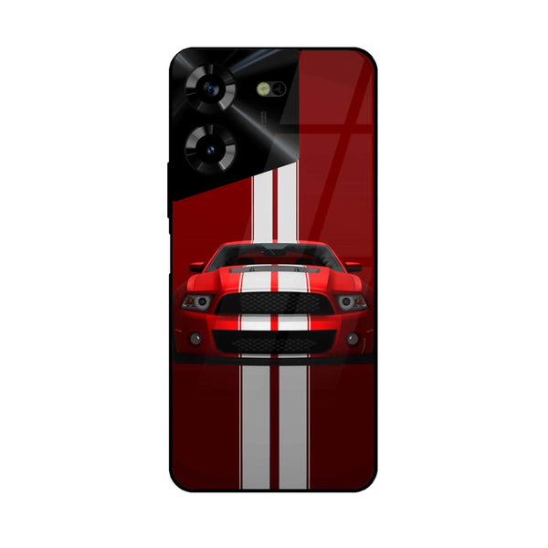 Tecno Pova 5 - Red Mustang - Premium Printed Glass soft Bumper Shock Proof Case