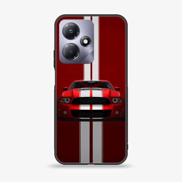 Infinix Hot 30 - Red Mustang - Premium Printed Glass soft Bumper shock Proof Case