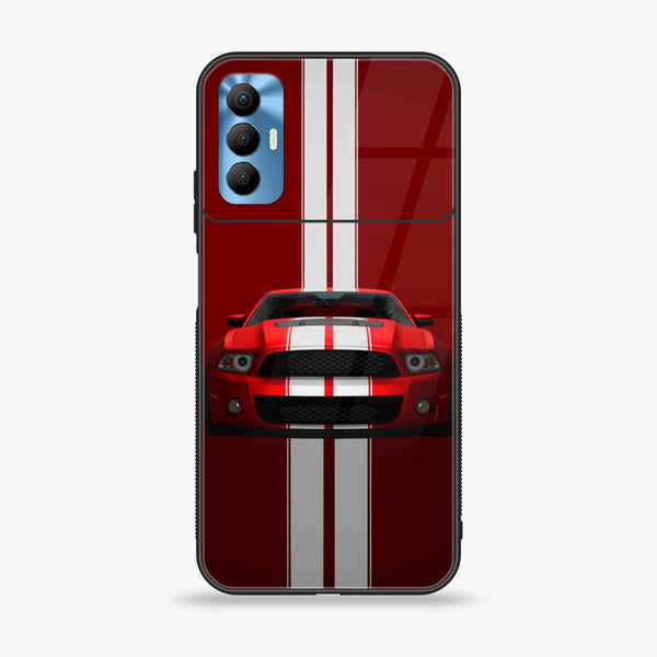 Tecno Spark 8 Pro - Red Mustang - Premium Printed Glass soft Bumper Shock Proof Case