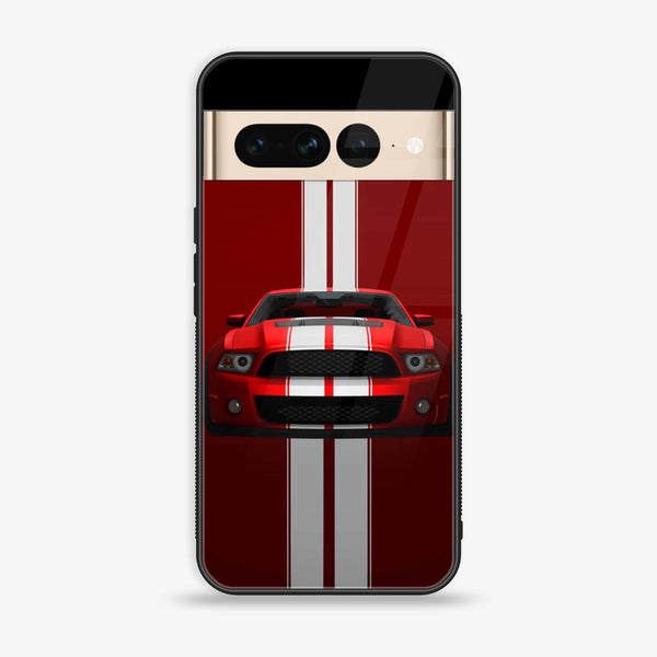 Google Pixel 7 Pro - Red Mustang - Premium Printed Glass soft Bumper shock Proof Case