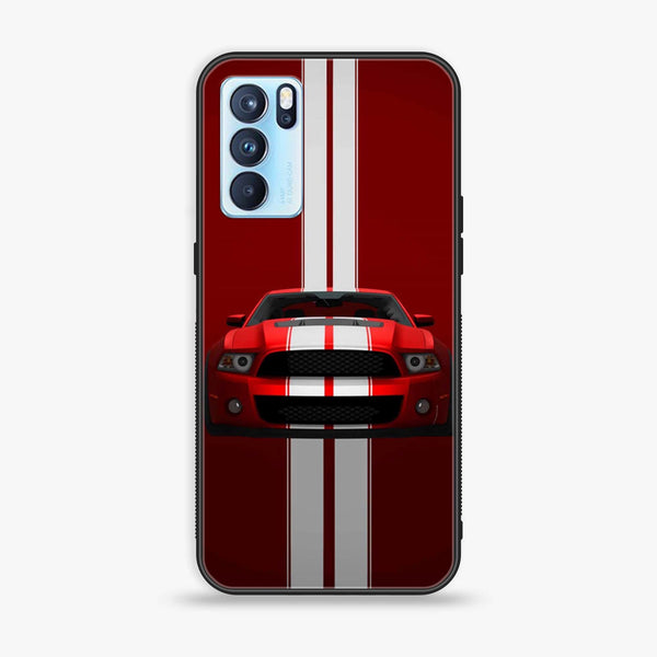 Oppo Reno 6 Pro - Red Mustang - Premium Printed Glass soft Bumper Shock Proof Case