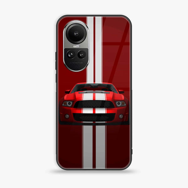 OPPO Reno 10 - Red Mustang - Premium Printed Glass soft Bumper Shock Proof Case
