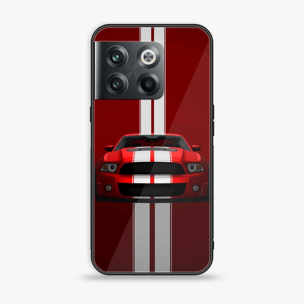 Oneplus 10T - Red Mustang - Premium Printed Glass soft Bumper Shock Proof Case