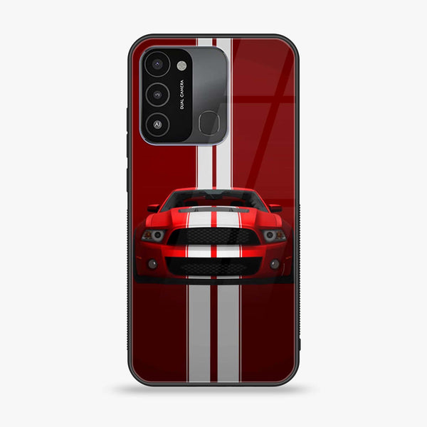 Tecno Spark 8C - Red Mustang - Premium Printed Glass soft Bumper Shock Proof Case