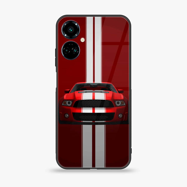 Tecno Camon 19 Pro - Red Mustang - Premium Printed Glass soft Bumper Shock Proof Case