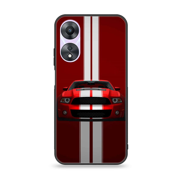 Oppo A58 - Red Mustang - Premium Printed Glass soft Bumper Shock Proof Case