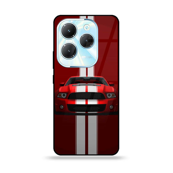 Infinix Hot 40 Pro - Red Mustang - Premium Printed Glass soft Bumper Shock Proof Case