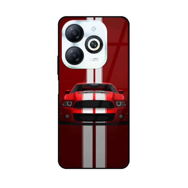 Tecno Pop 8 - Red Mustang - Premium Printed Glass soft Bumper Shock Proof Case