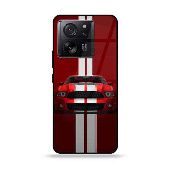 Xiaomi 13T - Red Mustang - Premium Printed Glass soft Bumper Shock Proof Case