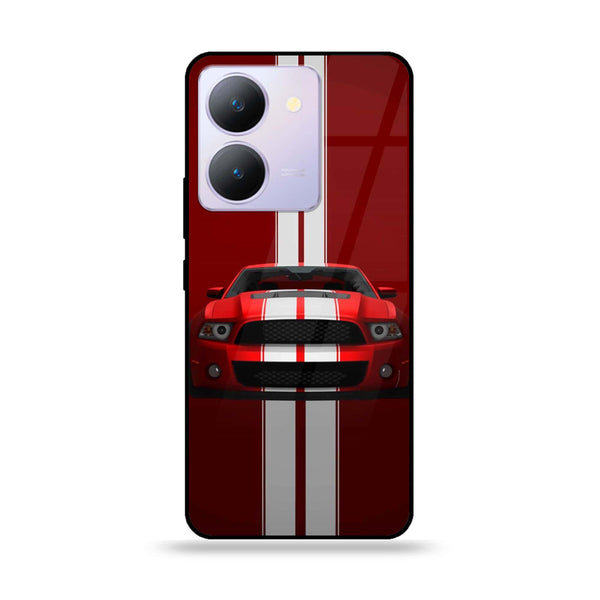Vivo Y27s - Red Mustang - Premium Printed Glass soft Bumper Shock Proof Case