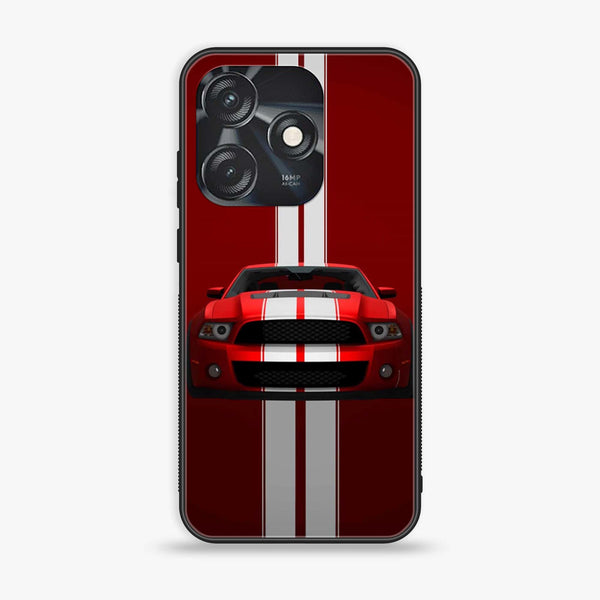 Tecno Spark 10C - Red Mustang - Premium Printed Glass soft Bumper shock Proof Case